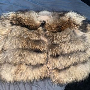 100% real raccoon fur coat